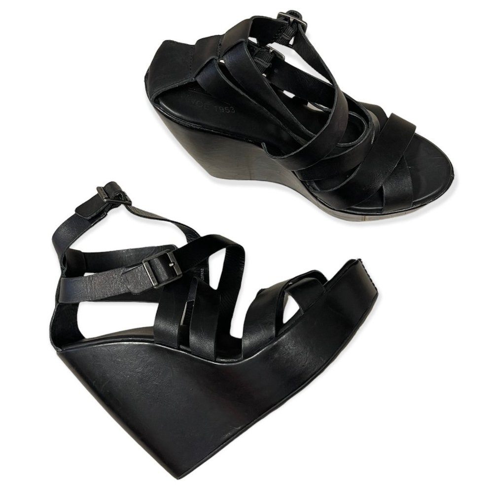 Kork-Ease Black Strappy Wedges
